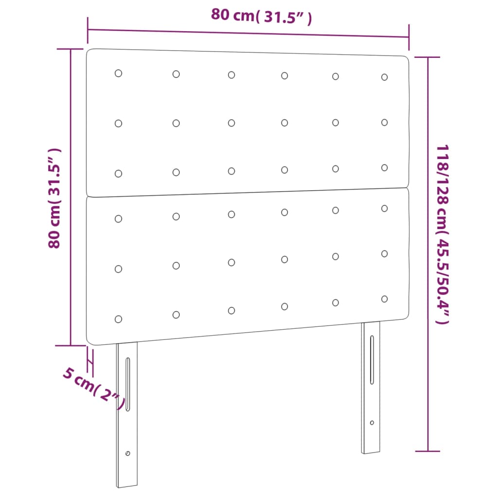 Headboard Dark Grey 80 x 5 x 118 128 cm Fabric