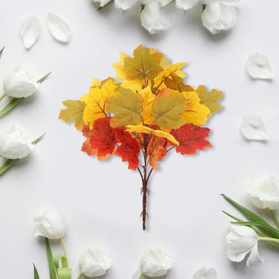 Искусственный красный кленовый лист со стеблем Реалистичный УФ-устойчивый для дома, в помещении и на открытом воздухе