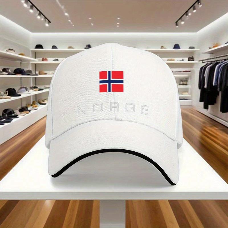 pc Norwegian Flag Baseball Cap for Men Women Norway National Pride Adjustable Unisex Hat with Norwegian Flag Colors (RedWh