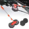Three-Section Telescopic Car Wash Mop Roof Window Cleaning Maintenance Auto Supplies Double Brush Head Rotating