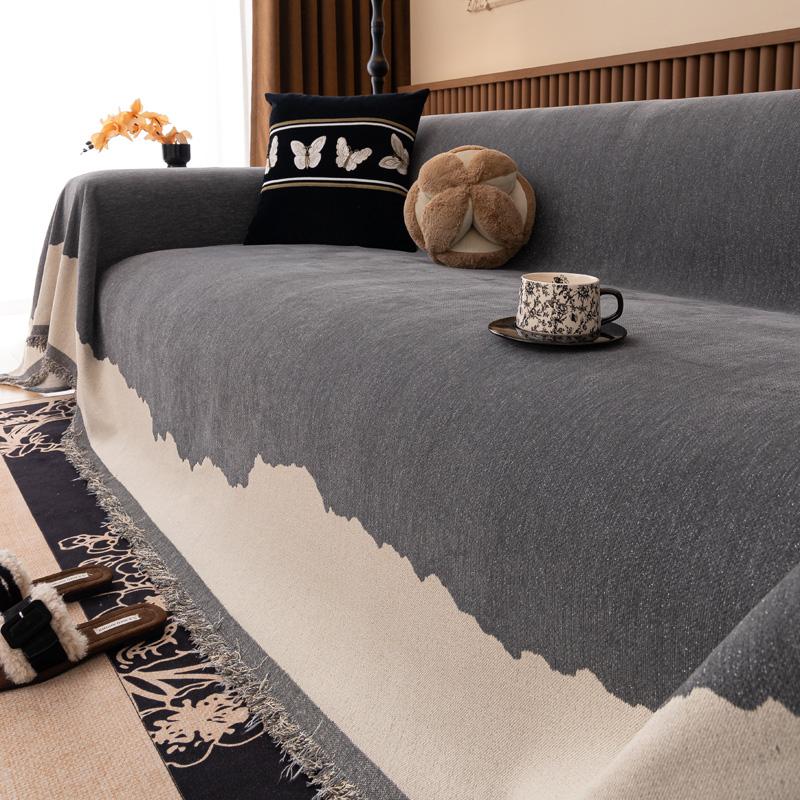 Новый чехол для дивана из шенилла, антицарапающий одеяло из белого и серого дерева, полотенце для дивана, декор для гостиной, гобеленовый чехол для дивана