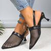 Fashion Shoes for Women 2024 Fashion Mesh Slip-on Women's High Heels Summer High Heel Pump Women Pointed Toe Slingbacks Heeled Sandals