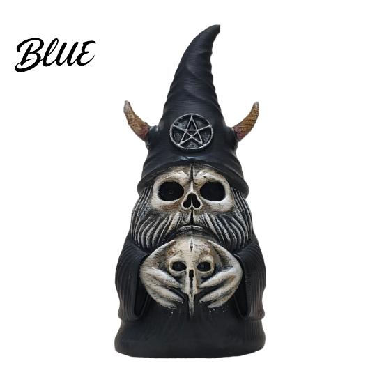 Unique Retro Room Accents 3D Printed Gothic Skull Gnome Ornament, Halloween Spooky Desktop Display Statues Figurine for and Garden Decoration,