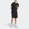 adidas Оригинальная футболка с рисунком Trefoil Enjoy, спортивная футболка с короткими рукавами и мультяшным буквенным принтом, мужские топы, черные IT8183