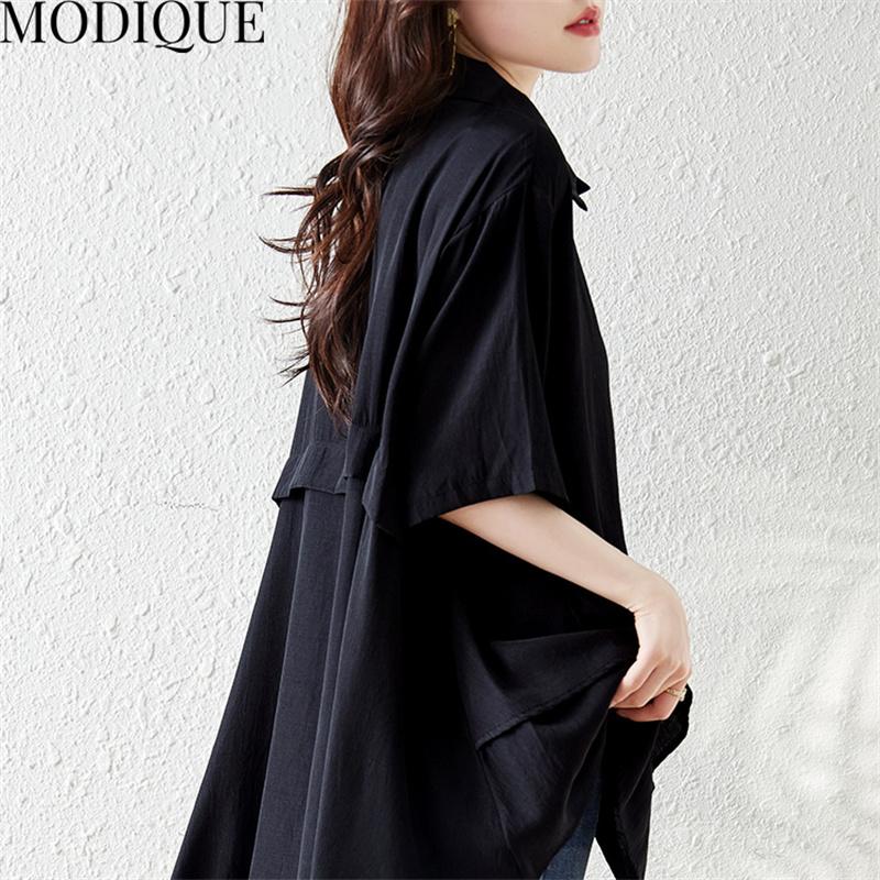 MODIQUE, летняя женская хлопково-льняная блузка больших размеров, однотонные летние пальто, поло большого размера с открытой строчкой, с коротким рукавом и короткими пуговицами