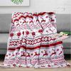 Festive Plush Blanket With Reindeer Cartoon Design For Couch And Bed