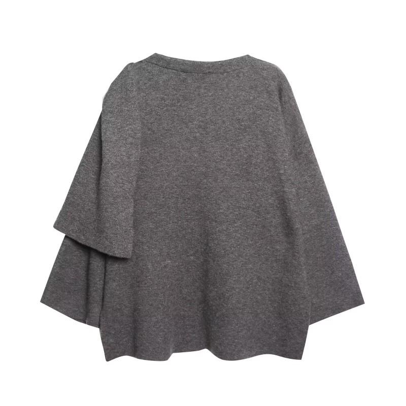 Womens Asymmetrical Knit Cardigan Short Cropped Sweater Fall Winter Streetwear Loose Fit