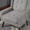 Upholstered Chair with Button Tufting, Suede - Mid-Century Armchair with Foam Cushion and Wood Legs for Small Spaces: Living Room, Bedroom, Office