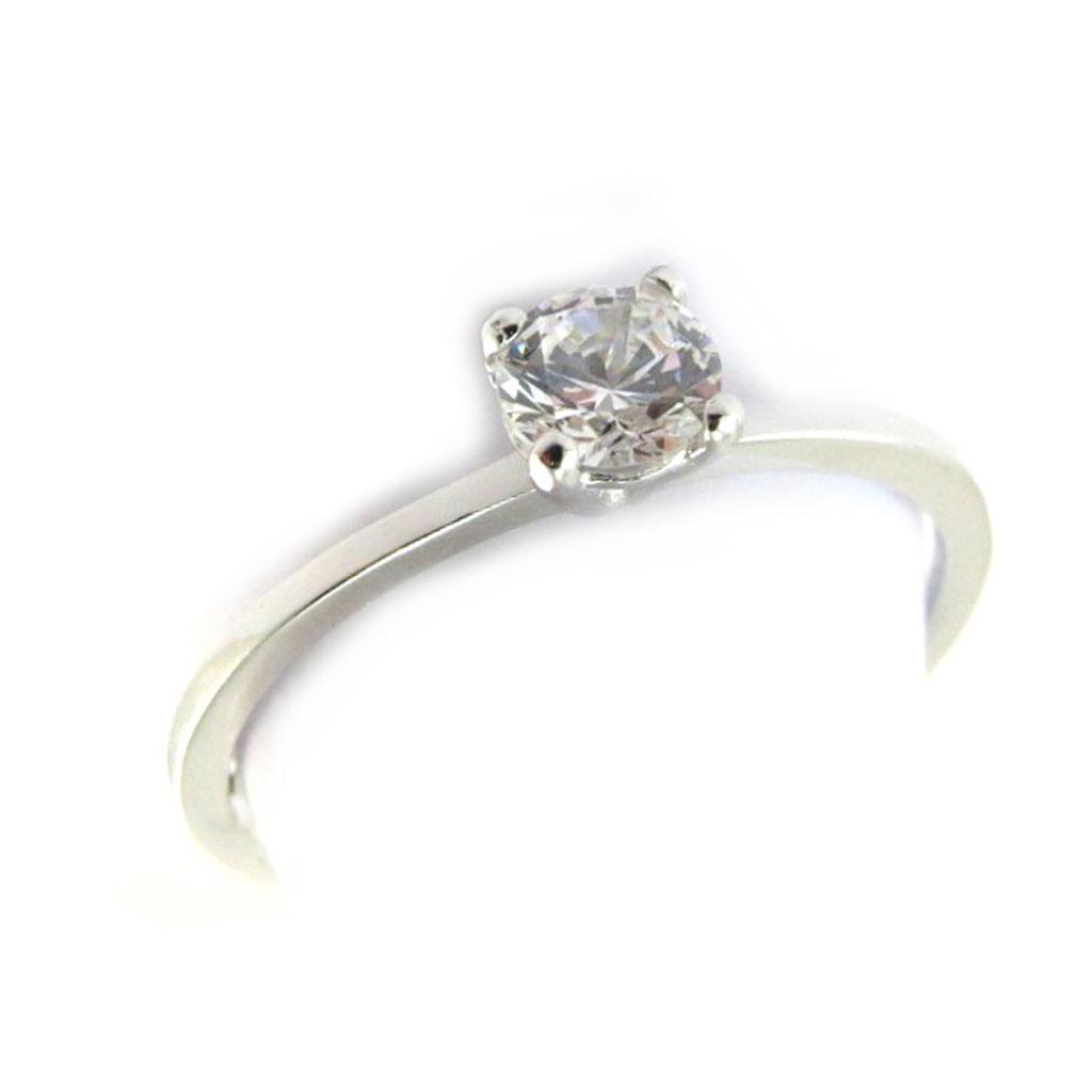 Solitaire Silver 'Unique' White Ø 5 Mm (rhodium)