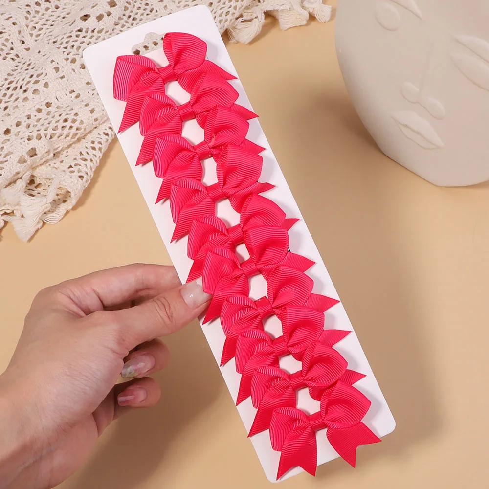 10 шт./лот Детские однотонные ленты Детские банты Заколки для волос для маленьких девочек Ручной работы Бант-заколка MiNi Заколки Аксессуары для волос