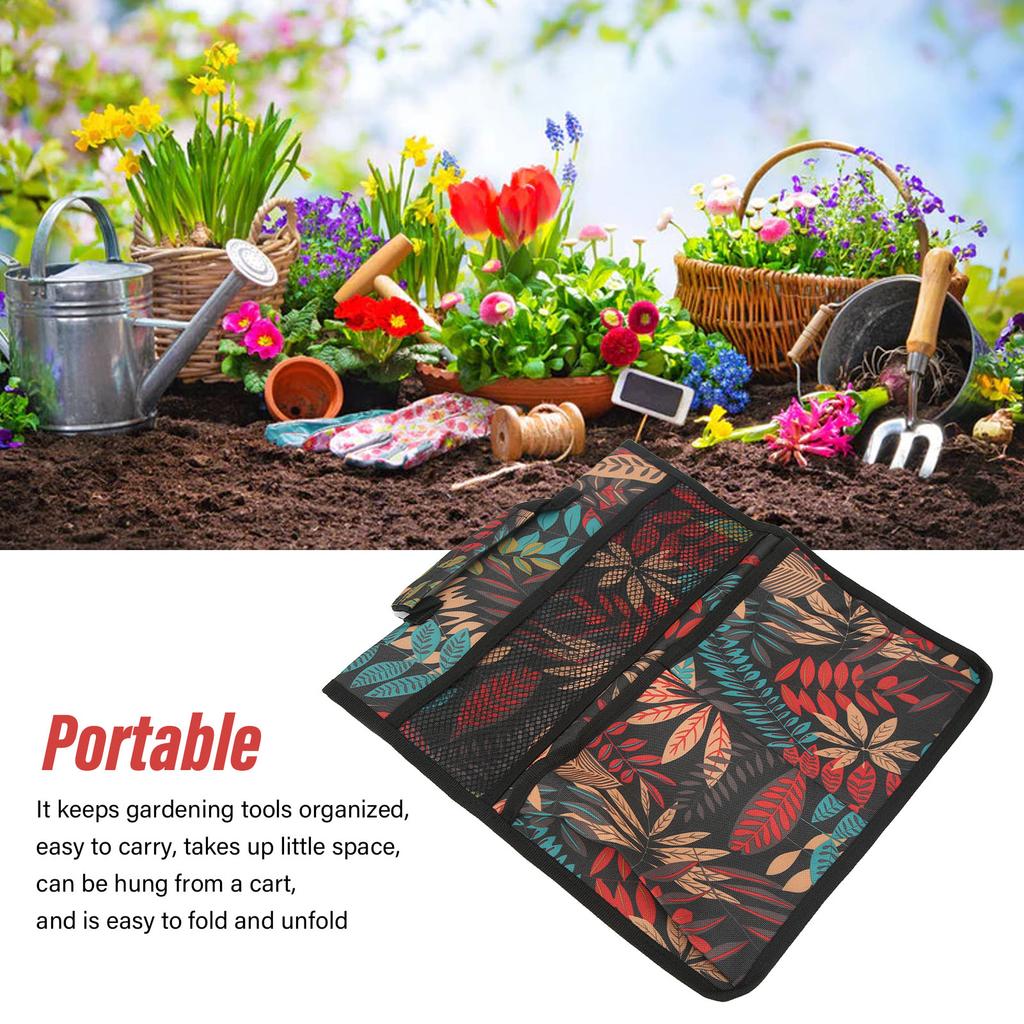 Садовый наколенник Сумка для инструментов Садовая скамейка Табуретки Боковая сумка для хранения Подвесной чехол с ручкой Карманы Красные листья