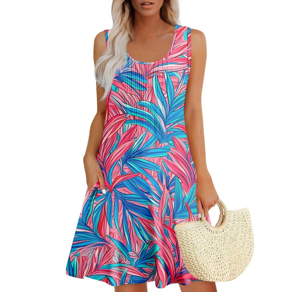 Женский повседневный сарафан с карманами, летнее пляжное платье в стиле бохо, праздничное платье для женщин, платья-майки