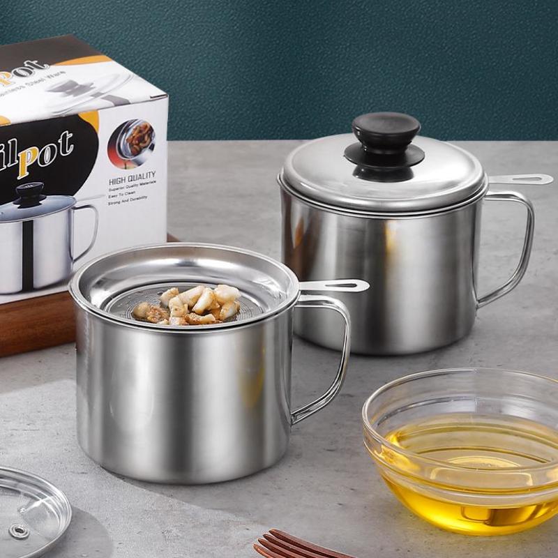 Контейнер-кувшин из нержавеющей стали для процеживания масла с фильтром и подставкой, емкость для хранения кулинарного масла, кухонные бытовые инструменты