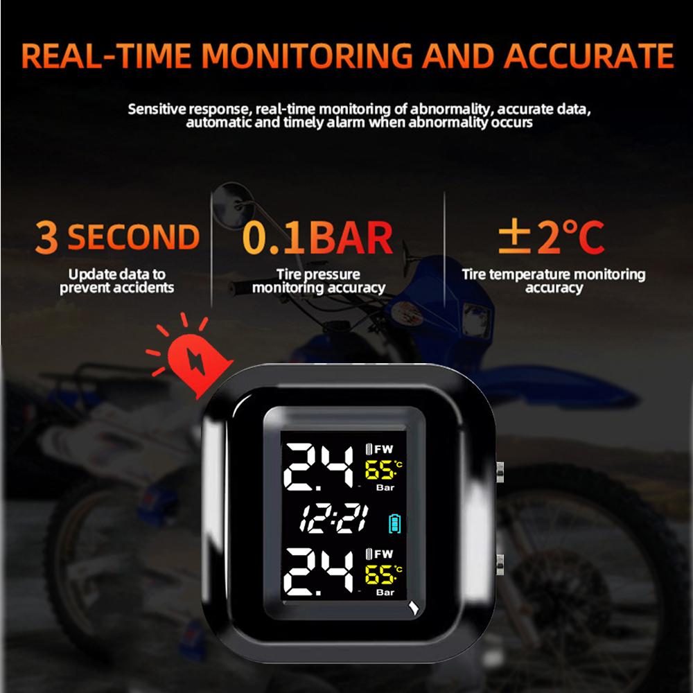 TPMS Motorcycle Tire Pressure Sensors Motor TMPS Tire Pressure Monitoring System 2 Wheel Tyre External Sensor for Motorbike