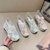 New Women's Sneakers Floral Embroidery Mesh Sneakers for Women Slip On Casual Comfy Heeled Shoes Woman
