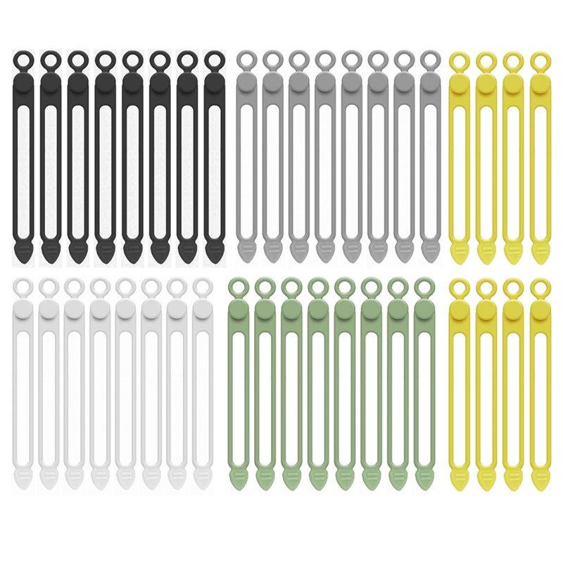 A96I-Cable Ties Silicone 40Pcs Reusable Cord Organizer Elastic For Electronics, Wires Straps For Fastening