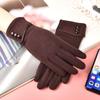 Solid Color Buckle Decor Gloves Simple Stretch Non-slip Touchscreen Gloves Winter Warm Cold-proof Female Gloves