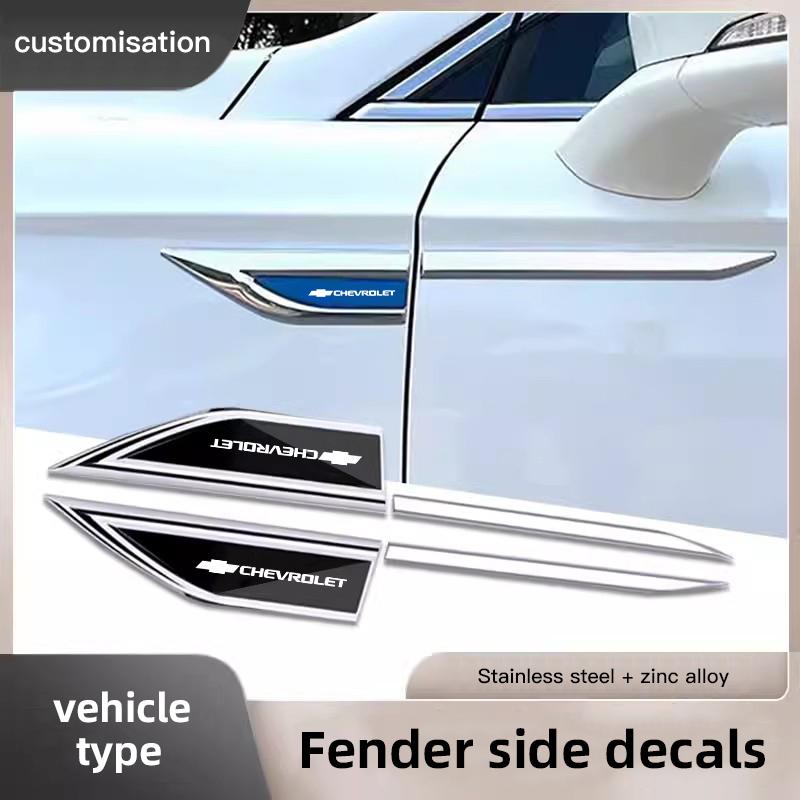MRR3 2PCS Metal Badge Fender Side Blade Emblem Sticker Auto Side Body Fender Decal Decorate Accessories For Chevrolet Spark Captiva