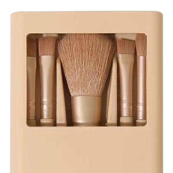 Yousheng 5Pcs/Set Women Makeup Brush Kit with Mirror Storage Box Professional Synthetic Eye Shadow Blush Foundations Concealer Blending Cosmetic Brush