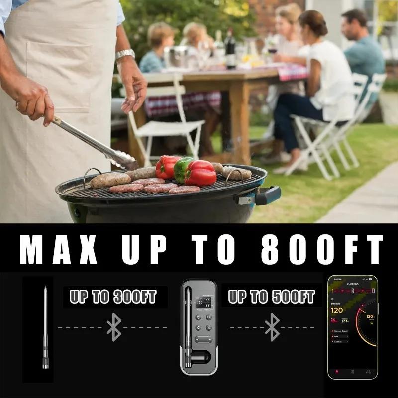 Профессиональный кухонный термометр для мяса Беспроводной Bluetooth Смарт-монитор для барбекю Высокотемпературный щуп Контроль температуры приготовления пищи