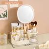 Multifunctional Cosmetic Storage Box with Makeup Mirror and Lipstick Organizer
