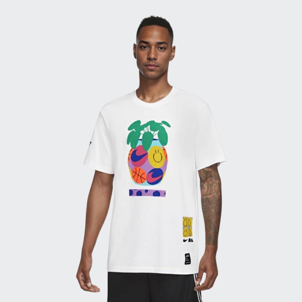 Nike Cartoon Smiley Face Print Logo Breathable Round Neck Short Sleeve T-Shirt Men Tops Gray DQ1886-012