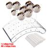 1/3Pc Curved Lollipop Stand 20 Holes Transparent Lollipop Holder with 100 Lollipop Stick Multi-function Lollipop Stand for Party