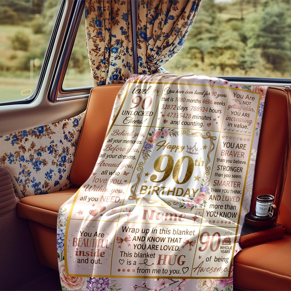 90Th Birthday Celebration Blanket Durable Comfort For Sofa Couch Office Bed Picnics Ideal For All Seasons Stylish Decor Perfect Gift For Relatives And