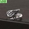 Модные серебряные кольца с перьями, мужские украшения, корейский стиль, открытое кольцо с крыльями ангела, винтажный подарок для парня, классные вещи, дропшиппинг