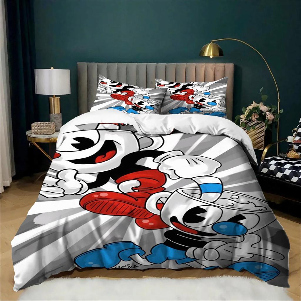 Exquisite The Cuphead Show Cartoon Bedding Sets Bed Supplies Set Duvet Cover Bed Comforter Set Bedding Set Birthday Gift