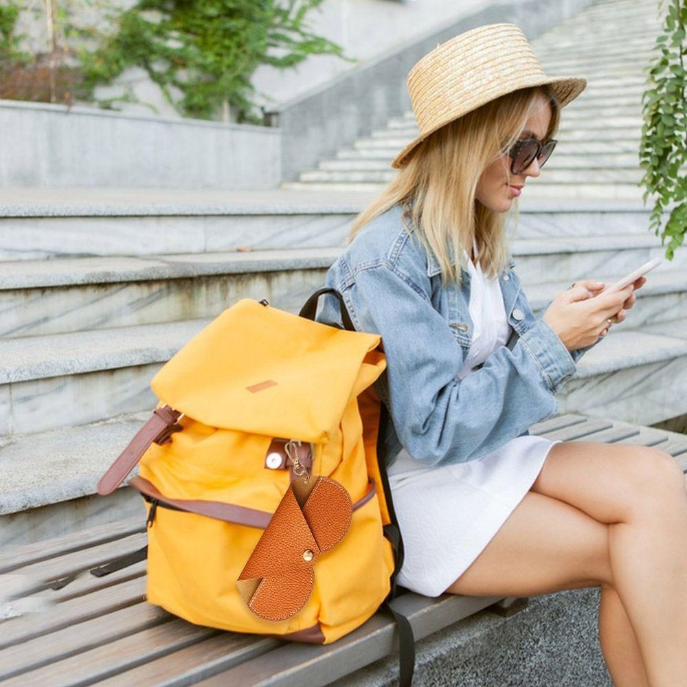 Симпатичные подвесные солнцезащитные очки из искусственной кожи, сумка для хранения очков для чтения, чехол для очков с тиснением личи, портативный держатель для очков для путешествий