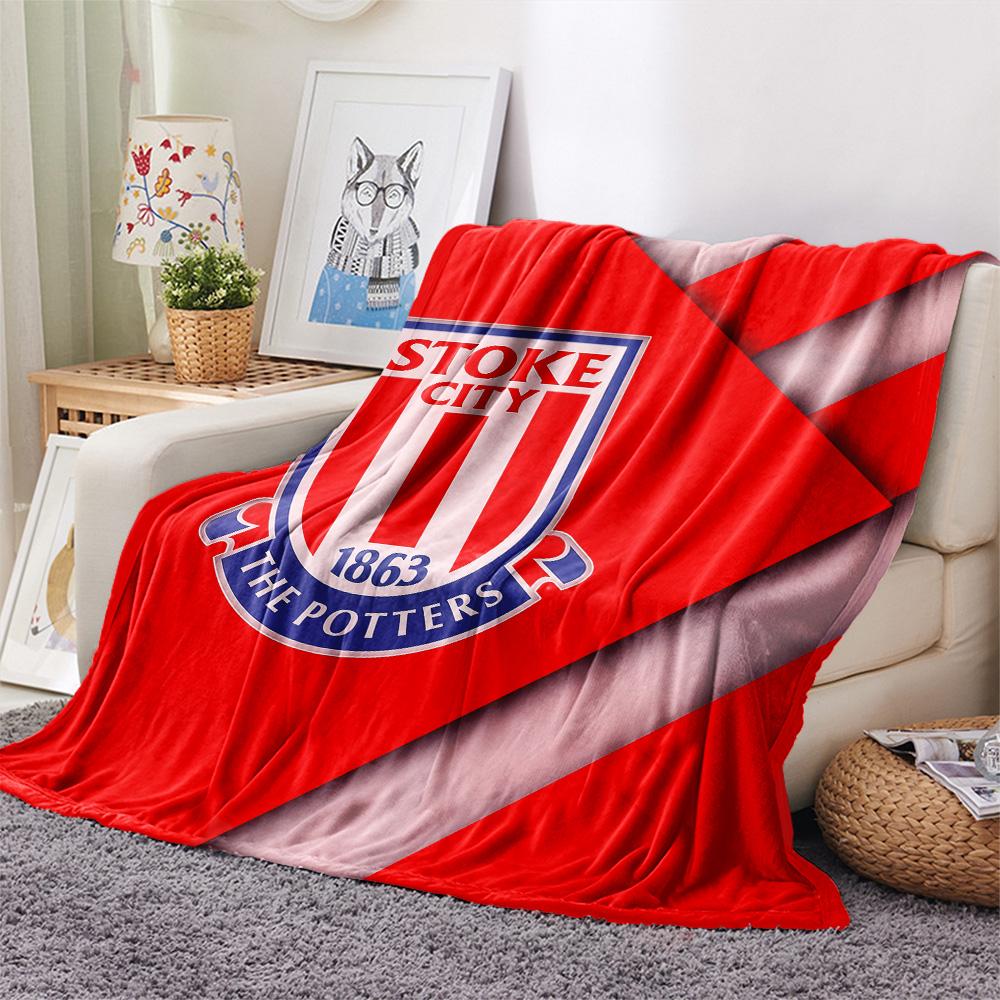 Stoke City Football Club Print Flannel Blanket, High quality Comfortable for All Seasons, Home Decor, Warmth and Comfort