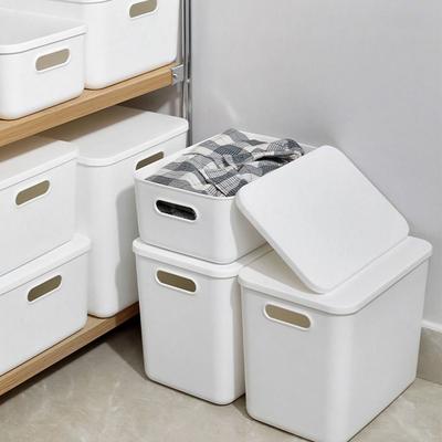 Новый с крышкой Штабелируемый ящик для хранения Пластиковый Удобный настольный органайзер Кейс Прочный домашний контейнер Для дома Спальни