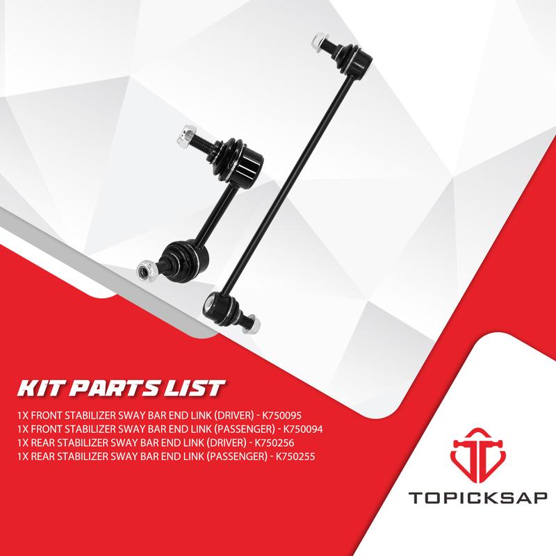 TOPICKSAP 4pcs Front Rear Left Right Stabilizer Sway Bar Link Set for Nissan Altima Maxima Murano 2007 - 2012 2013 2014