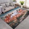 Galloping Wild Horses Area Rug, Group of Running Horses Oil Painting Print Non Slip Floor Rug for Living Room Bedroom Decor