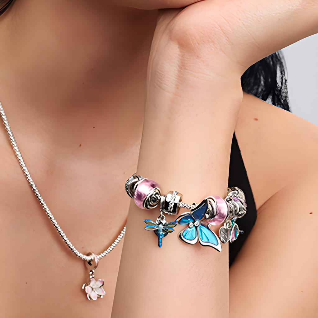 Pandora Кулон с дизайном бабочки Женский кулон Синий 793747C01