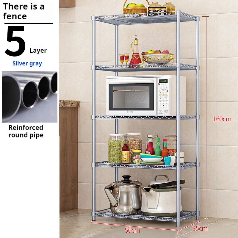 3/5-уровневый стеллаж для хранения вещей из кованого железа, органайзер для хранения мелочей, настенный стеллаж для микроволновой печи на кухне, аксессуар для хранения
