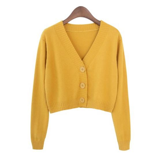 Женский свитер, пальто с V-образным вырезом и длинными рукавами, однотонный однобортный кардиган, один размер, вязаный укороченный женский весенний свитер, женская одежда