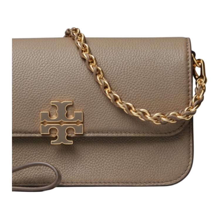 Tory Burch Britten Brand Logo Detachable Chain Solid Design Shoulder Bag Women Shoulder Bag Brown 175806-250
