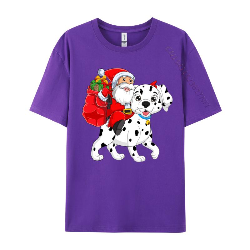 Matching Family Funny Santa Riding Dalmatian Dog TShirts Tops Shirts New Coming ONeck Casual 100 Cotton Unisexs T Shirts