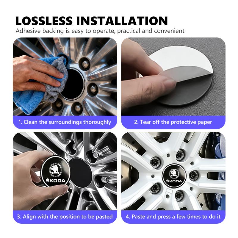 PBMN1 For Skoda 4PCS 56mm Car Wheel Tire Hub Center Sticker Badge Accessories Octavia A5 A7 RS Fabia Superb Rapid Karoq