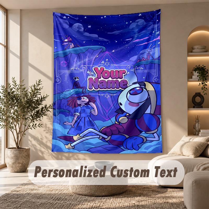 The Amazing Digital Circus Tapestry, Personalized Custom Text, Wall Hanging Tapestry For Living Room Home Wall Decor