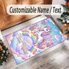 Unicorn Theme Crystal Velvet Floor Rug Personalized Custom Name Text Warm Carpet Home Decoration