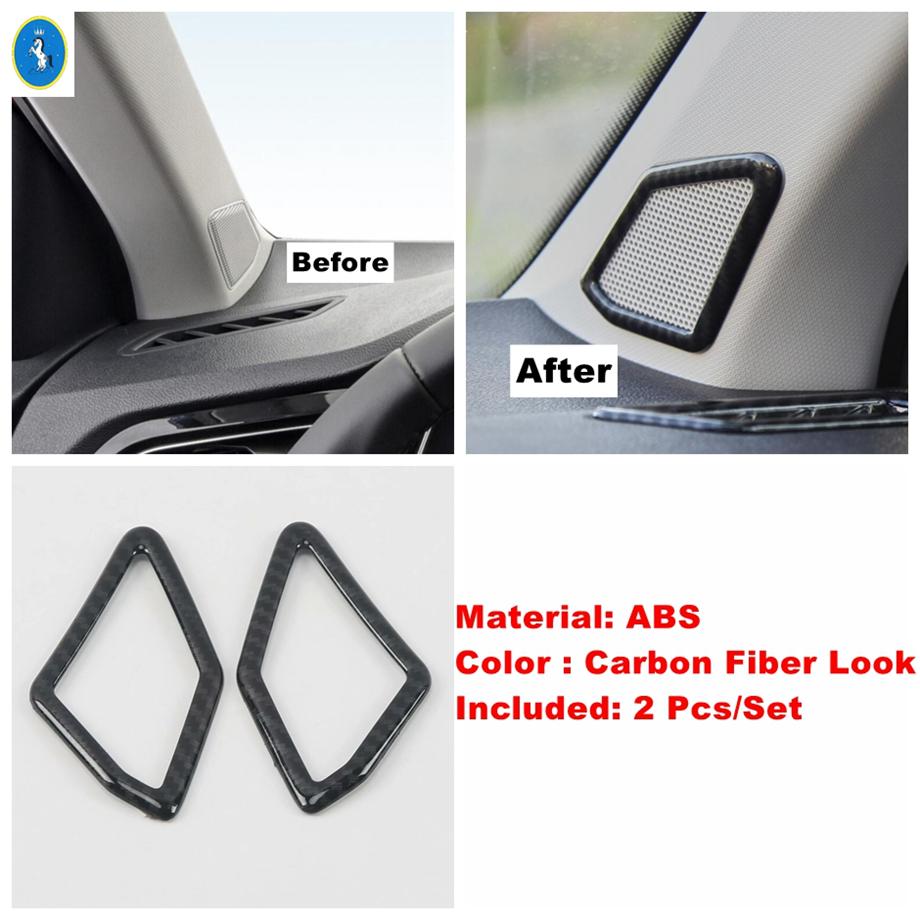 Car Accessories Window Lift Button / Water Cup / Pillar A Speaker Cover Trim For Volkswagen T-Roc T Roc 2018 - Carbon Fiber