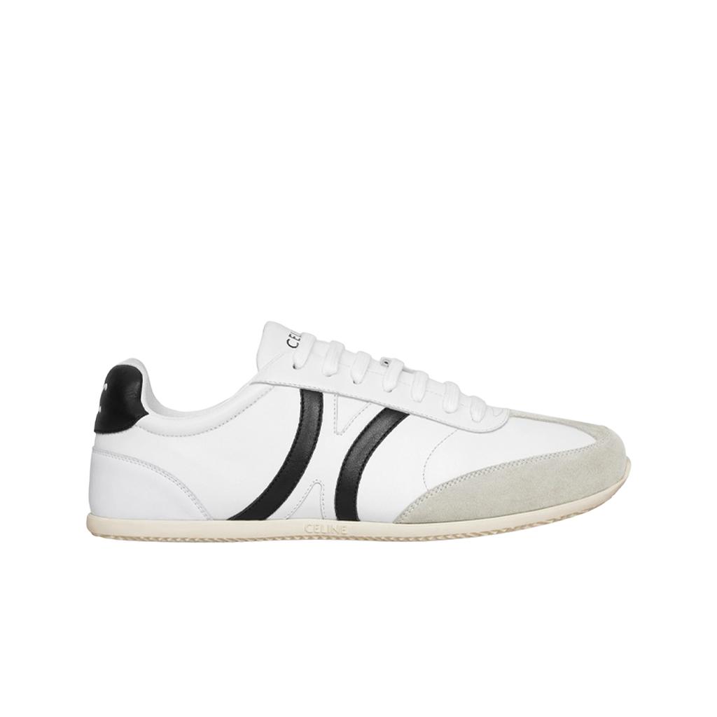 (w) Celine Jogger Low Lace Up Sneaker In Calfskin Suede Calfskin Optic White Grey Black