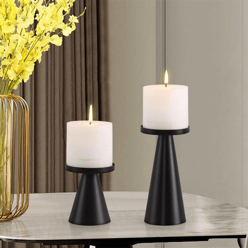 3PCS/SET Wrought Iron Nordic Golden Candle Holder Cone-shaped Scented Candles Pillar Festive