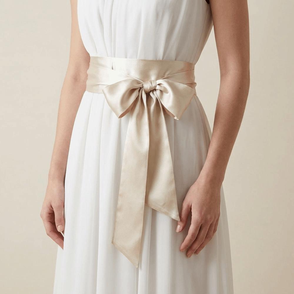 Ethnic Style Satin Ribbon Belt Adjustable Wide Waistband Lace Up Waistband Dress