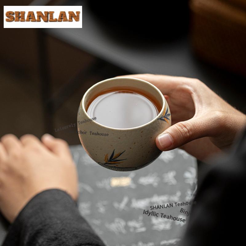 120ml Hand-painted Bamboo Shadow Teacup Luxury Tea Bowl Cup For Tea Tea-tasting Fragrance Cup Jianzhan Master Cups Tea Items