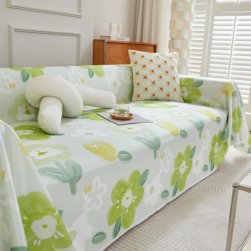 Чехол для дивана из ледяного шелка, летний чехол для дивана с рисунком из мультфильма, чехол для дивана Cute Fun Sha в полной комплектации