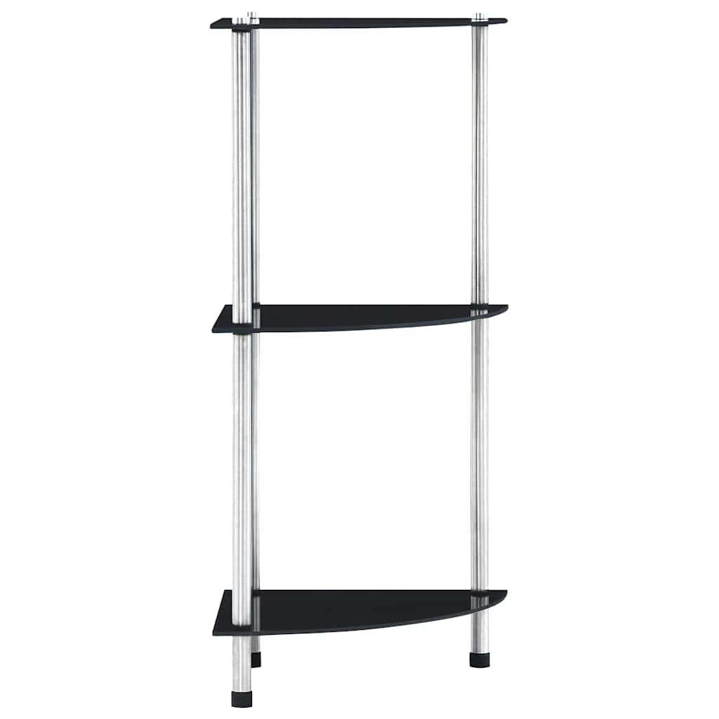 3 Tier Black Glass Display Shelf 30x30x67 cm